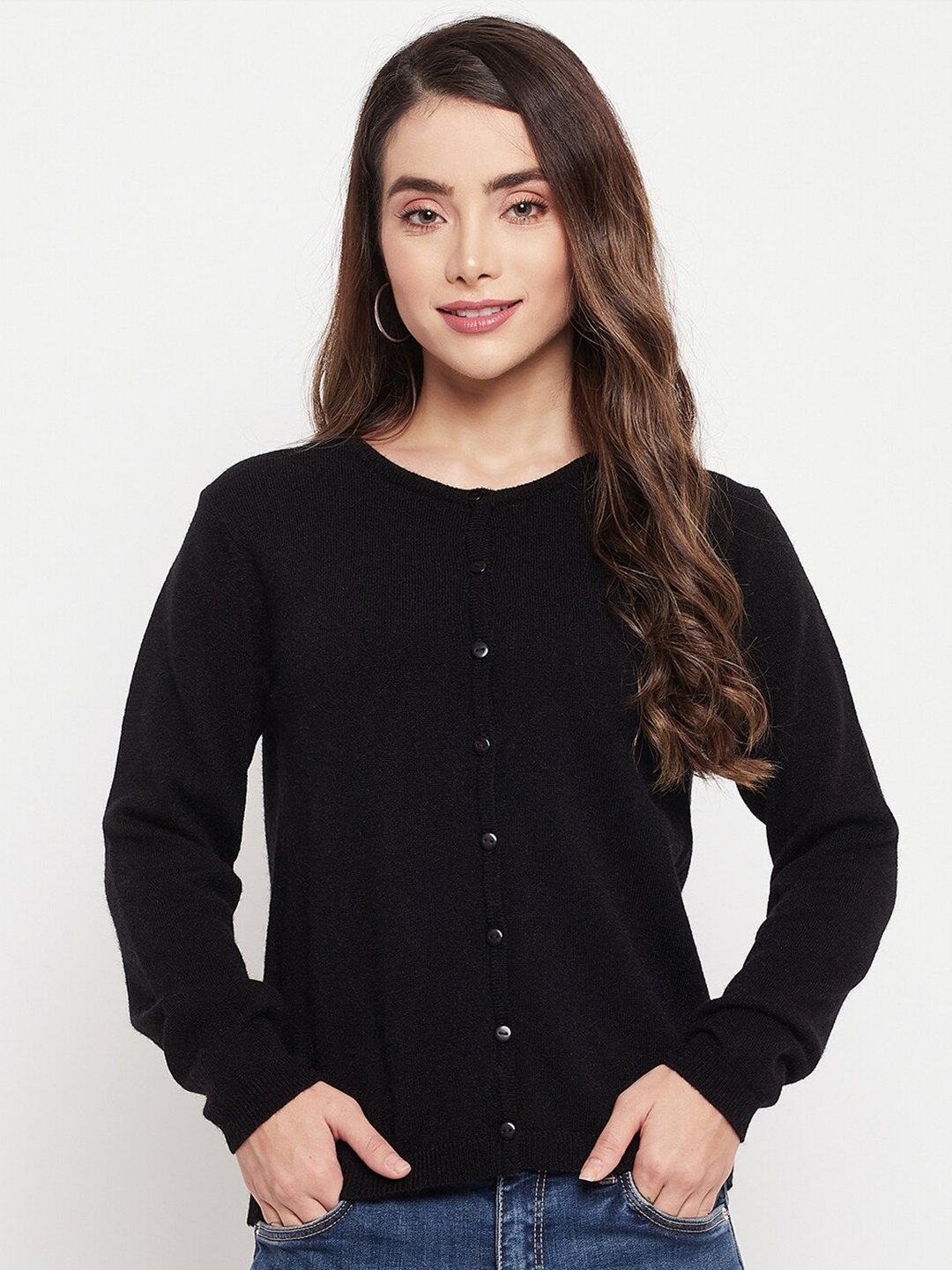 Madame Women Black Sweater Vest