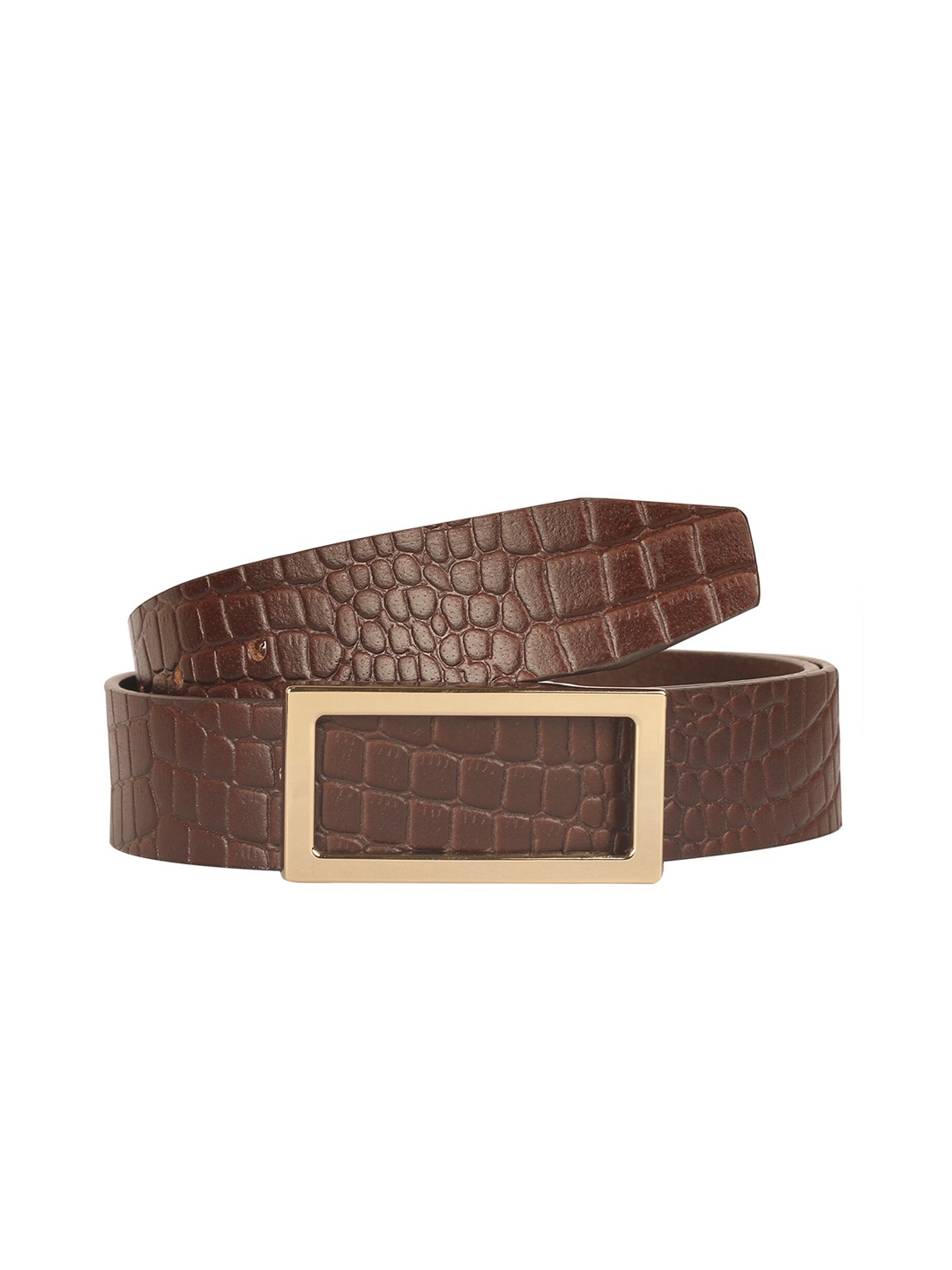 Calvadoss Men Brown Textured Leather Casual Belt