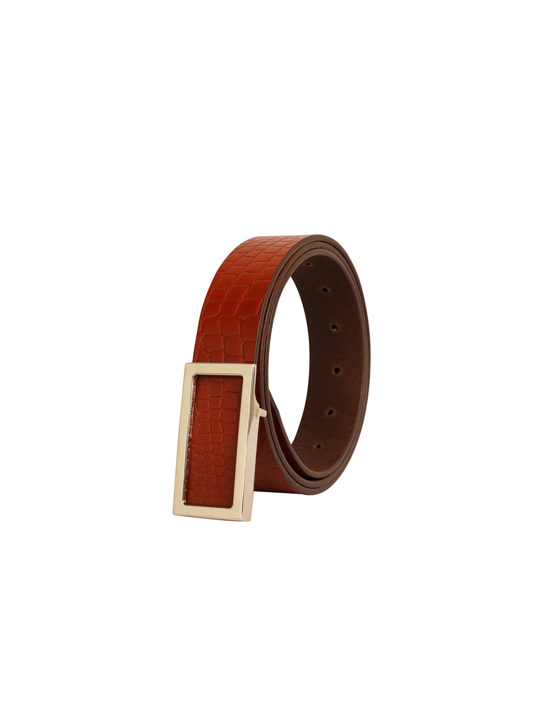 Calvadoss Men Tan Textured Leather Belt