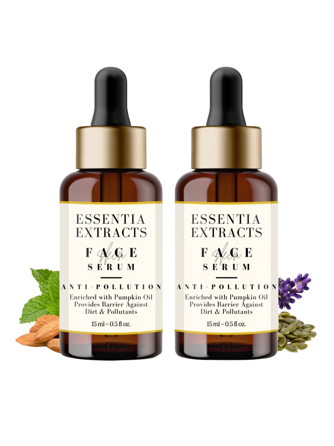 ESSENTIA EXTRACTS Set of 2 Anti-Pollution Face Serum Enriched with Pumpkin Oil - 15ml Each, White
ESSENTIA EXTRACTS Set of 2 Anti-Pollution Face Serum Enriched with Pumpkin Oil - 15ml Each, White