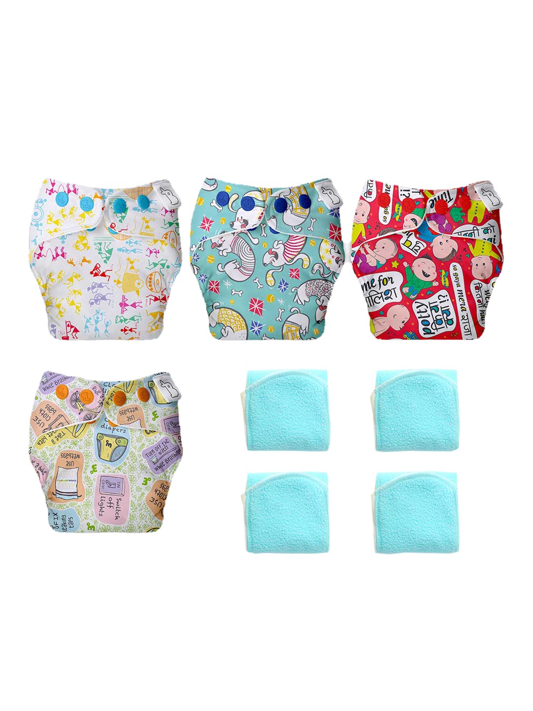 SuperBottoms Infants Pack of 4 Blue & Red Reusable Cloth Sustainable Diaper with 4 Cotton Wipes
SuperBottoms Infants Pack of 4 Blue & Red Reusable Cloth Sustainable Diaper with 4 Cotton Wipes