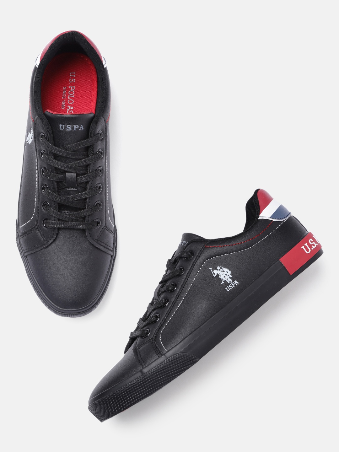 U.S. Polo Assn. Men Solid PU Rojas Sneakers With Striped Applique Detail, Black
U.S. Polo Assn. Men Solid PU Rojas Sneakers With Striped Applique Detail, Black