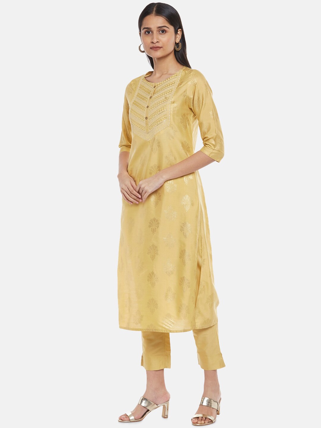 RANGMANCH BY PANTALOONS Women Yellow Embroidered Yoke Design Kurta With Trousers & Dupatta
RANGMANCH BY PANTALOONS Women Yellow Embroidered Yoke Design Kurta With Trousers & Dupatta