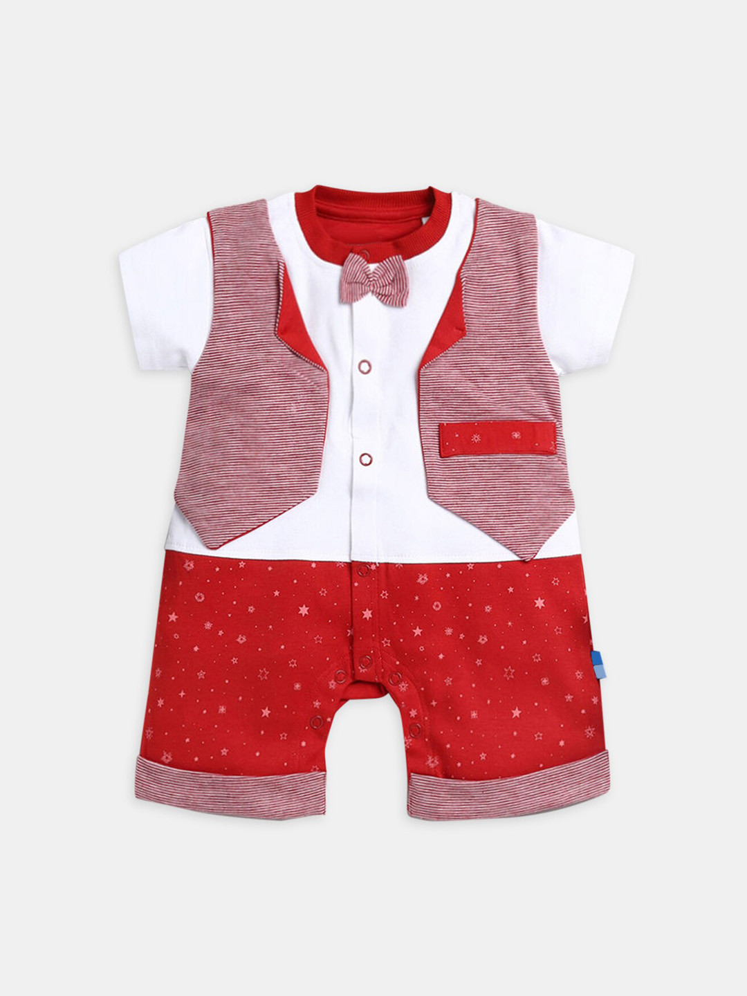 Hopscotch Infants Boys Red & White Printed Pure Cotton Rompers 
Hopscotch Infants Boys Red & White Printed Pure Cotton Rompers