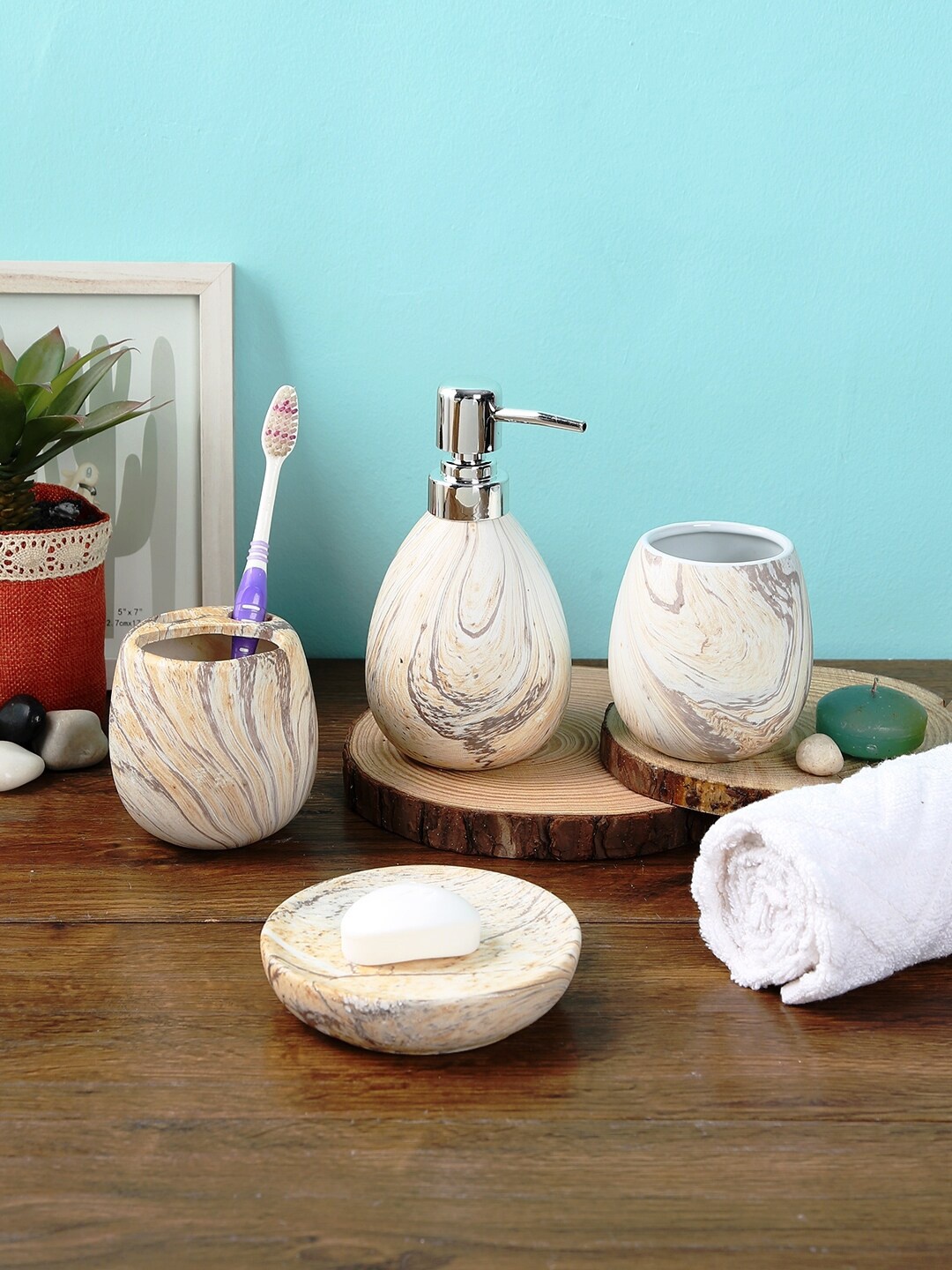 House Of Accessories Set Of 4 Off White & Brown Abstract Printed Bathroom Accessories Set
House Of Accessories Set Of 4 Off White & Brown Abstract Printed Bathroom Accessories Set