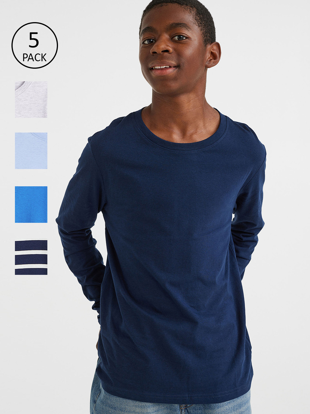H&M Boys 5-Pack Jersey Tops, White 
H&M Boys 5-Pack Jersey Tops, White