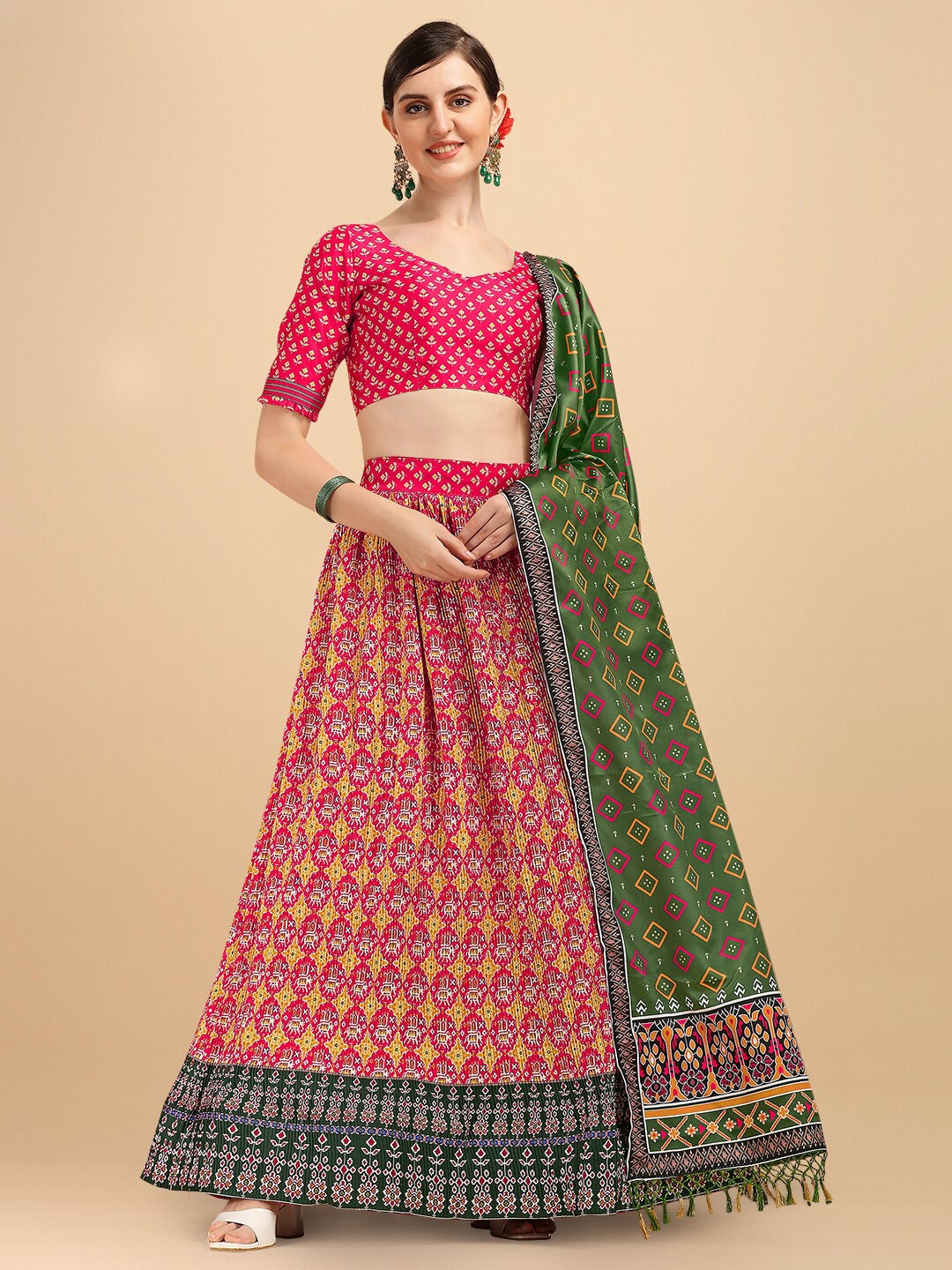 Fab Dadu Pink & Yellow Printed Semi-Stitched Lehenga & Unstitched Blouse With Dupatta
Fab Dadu Pink & Yellow Printed Semi-Stitched Lehenga & Unstitched Blouse With Dupatta