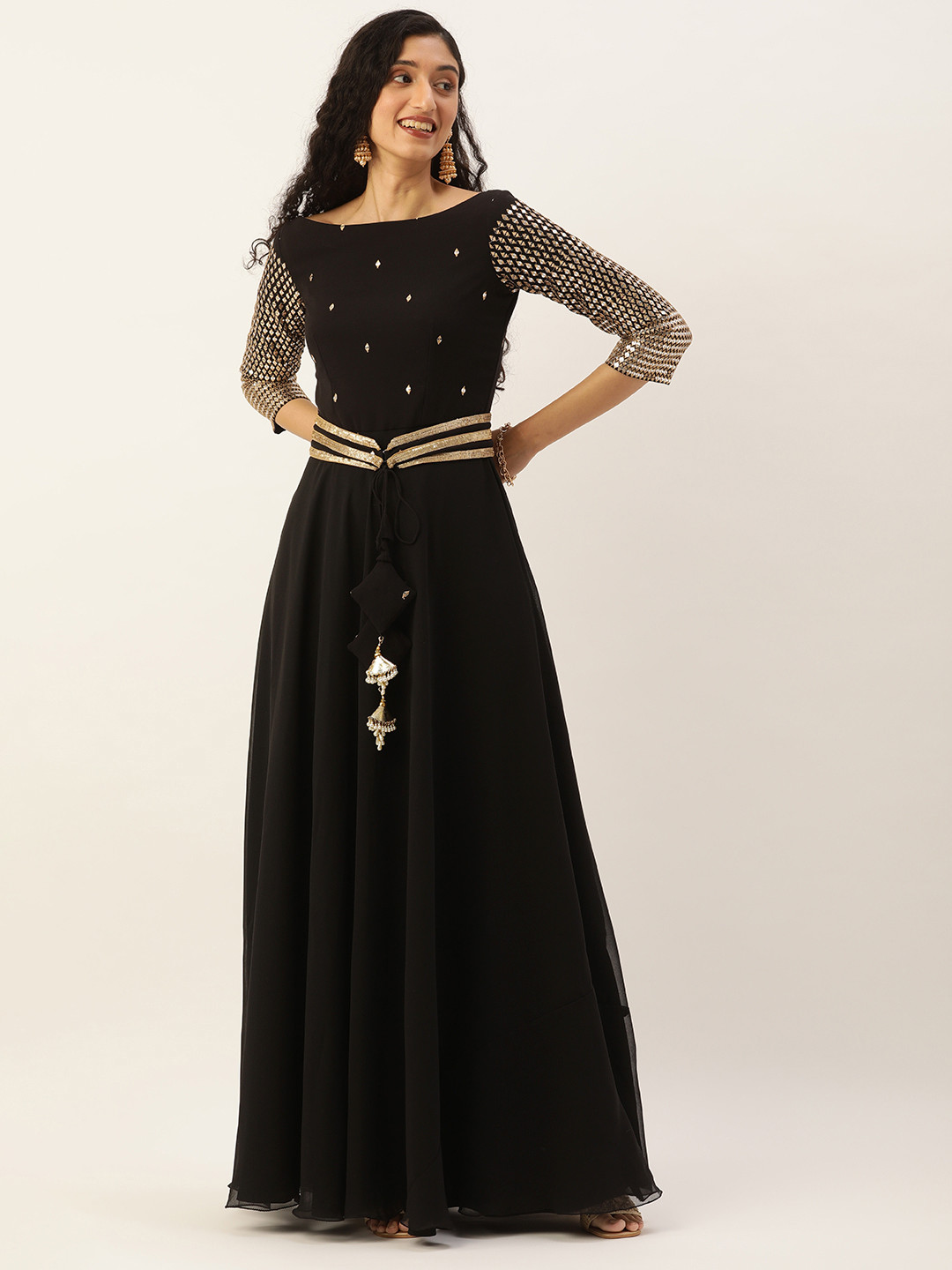 Ethnovog Women Black Embroidered Sequin Detail Made To Measure Floor Length Gown
Ethnovog Women Black Embroidered Sequin Detail Made To Measure Floor Length Gown