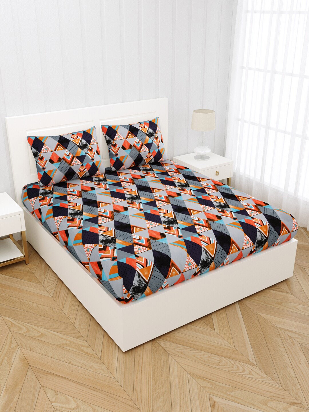 JAIPUR FABRIC Navy Blue & Grey Geometric 180 TC King Bedsheet with 2 Pillow Covers
JAIPUR FABRIC Navy Blue & Grey Geometric 180 TC King Bedsheet with 2 Pillow Covers