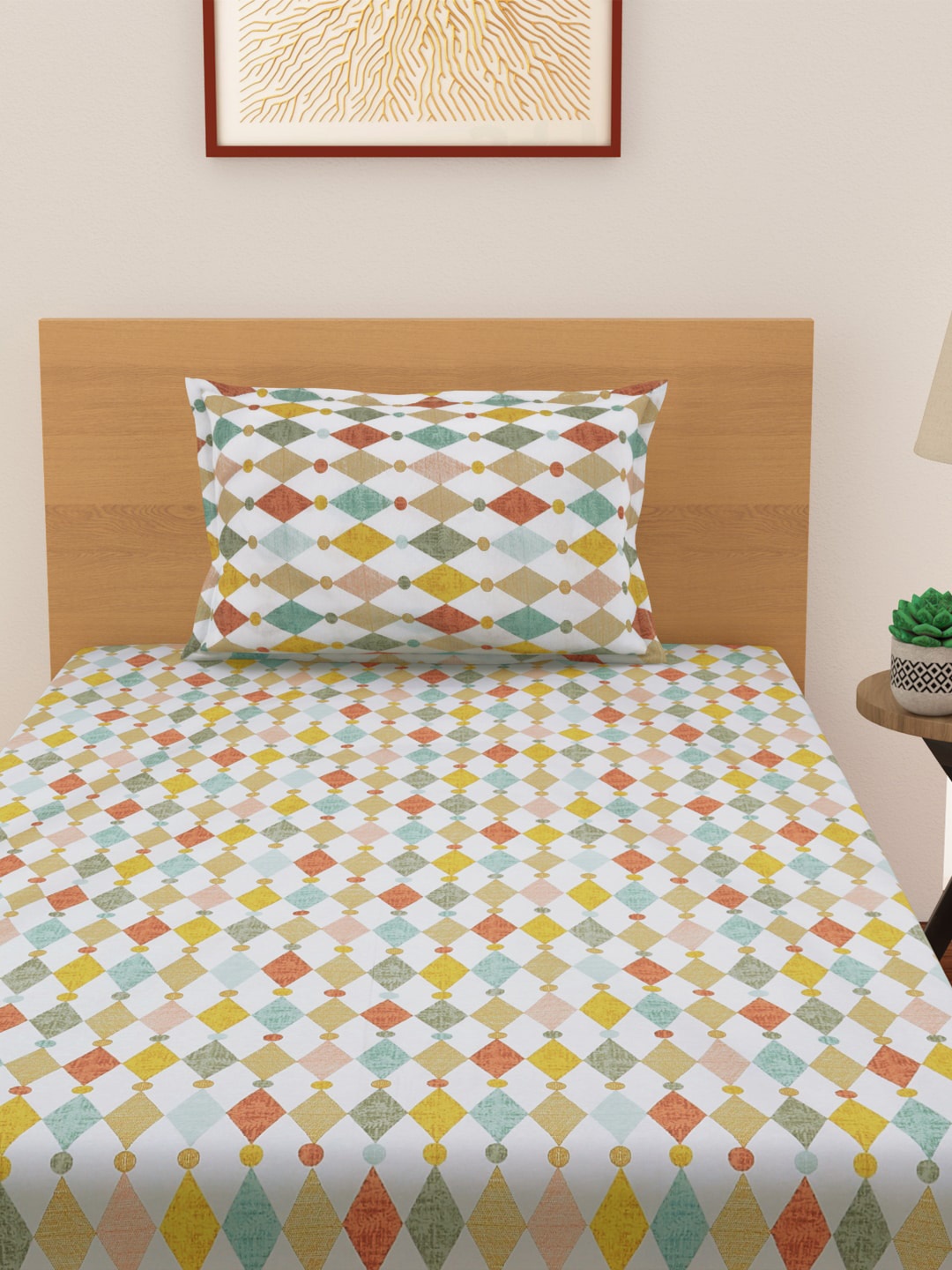 Living scapes by Pantaloons Off White & Red Geometric Single Bedsheet with 1 Pillow Covers
Living scapes by Pantaloons Off White & Red Geometric Single Bedsheet with 1 Pillow Covers