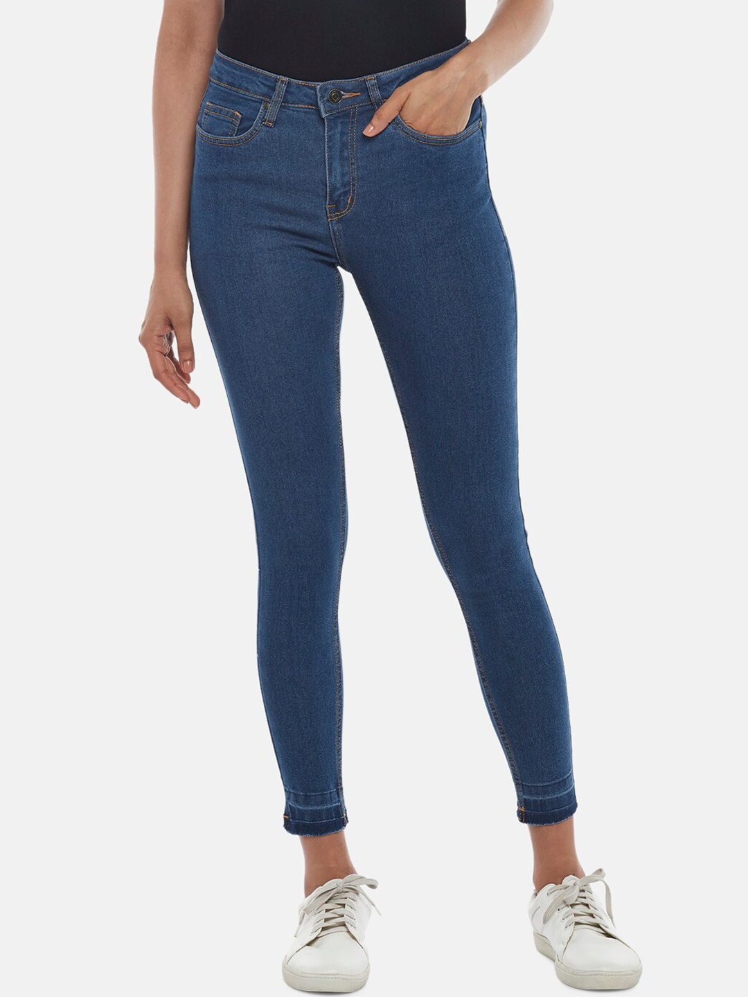People Women Blue Skinny Fit Jeans