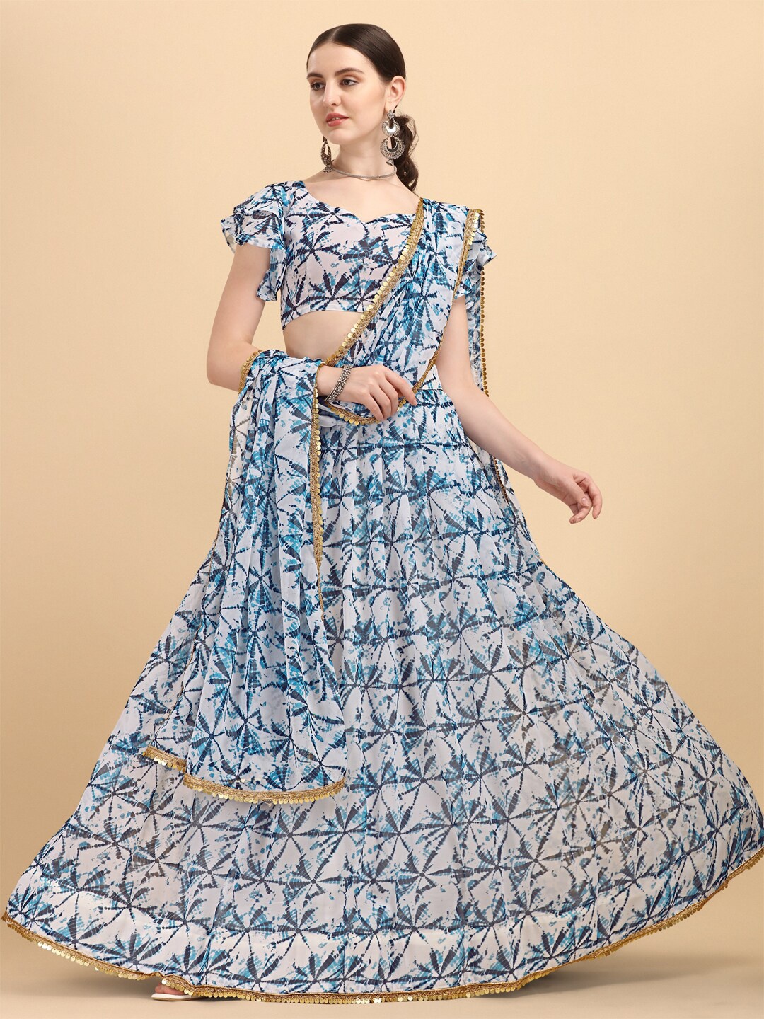 Fab Viva White & Blue Printed Semi-Stitched Lehenga & Unstitched Blouse With Dupatta
Fab Viva White & Blue Printed Semi-Stitched Lehenga & Unstitched Blouse With Dupatta
