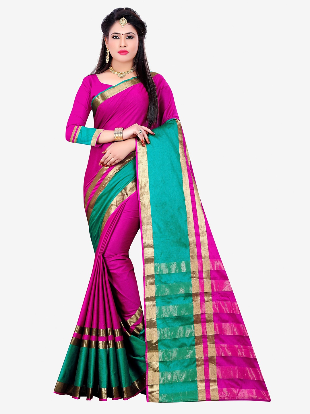 Indian Fashionista Pink & Green Woven Design Zari Silk Cotton Mysore Silk Saree
Indian Fashionista Pink & Green Woven Design Zari Silk Cotton Mysore Silk Saree