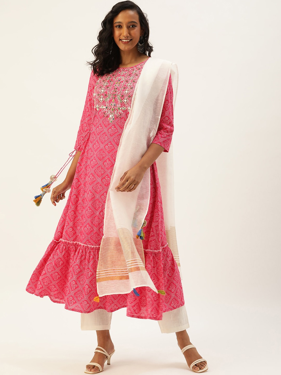 RangDeep Women Pink Floral Embroidered Thread Work Cotton Kurta with Trousers & Duppata
RangDeep Women Pink Floral Embroidered Thread Work Cotton Kurta with Trousers & Duppata