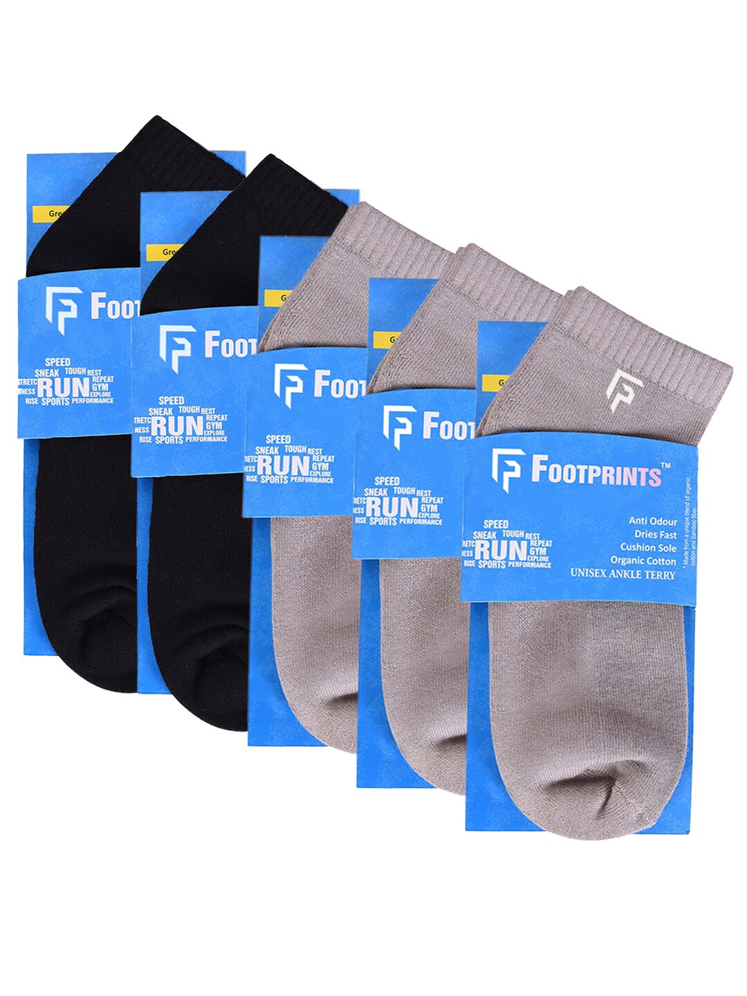 FOOTPRINT 5 Pairs Unisex Anti Odour Organic Cotton Ankle-Length Terry Sports Bamboo Socks, Grey
FOOTPRINT 5 Pairs Unisex Anti Odour Organic Cotton Ankle-Length Terry Sports Bamboo Socks, Grey