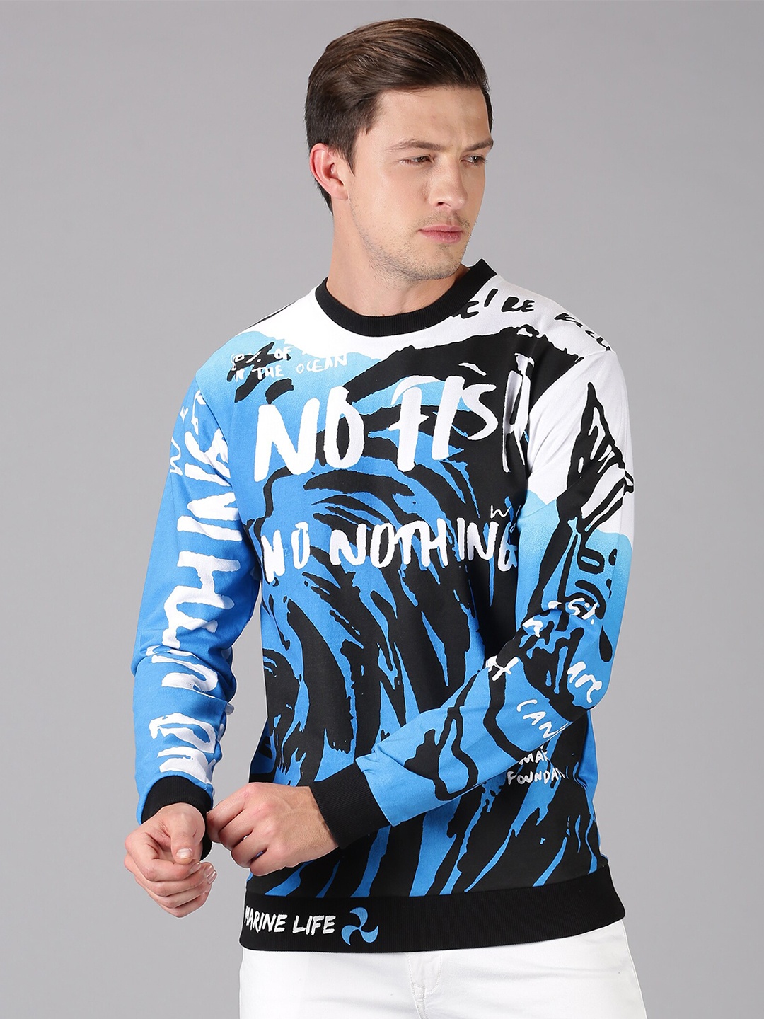 UrGear Men Blue Printed Sweatshirt