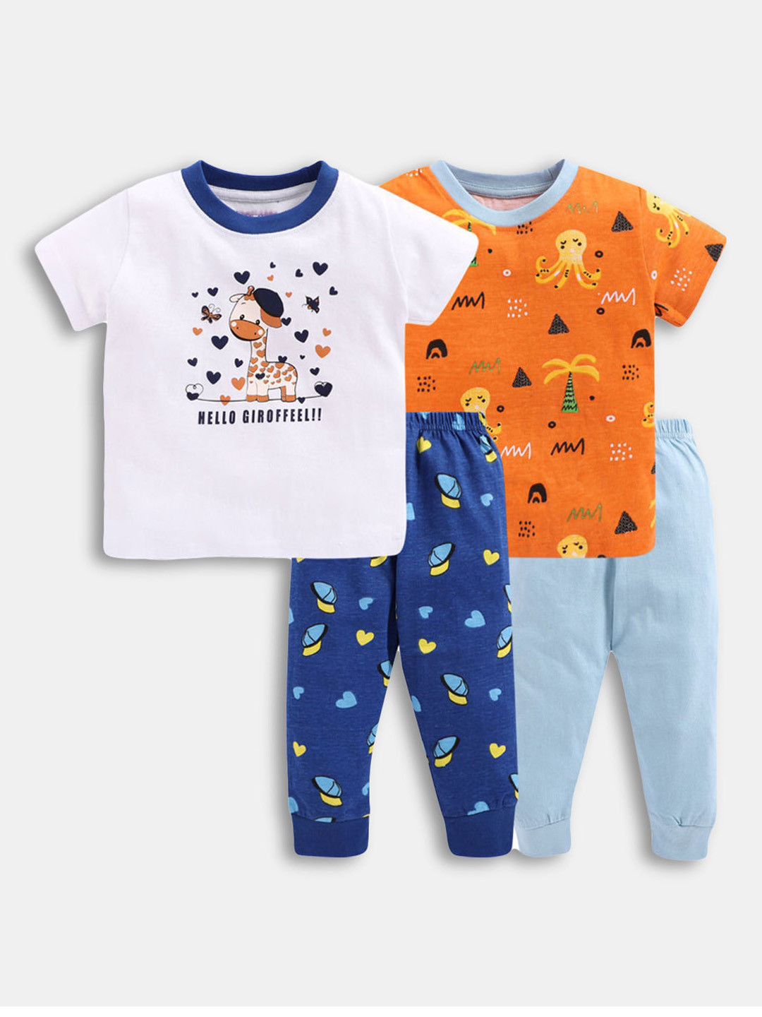 Hopscotch Boys White & Blue Printed T-shirt with Trousers
Hopscotch Boys White & Blue Printed T-shirt with Trousers