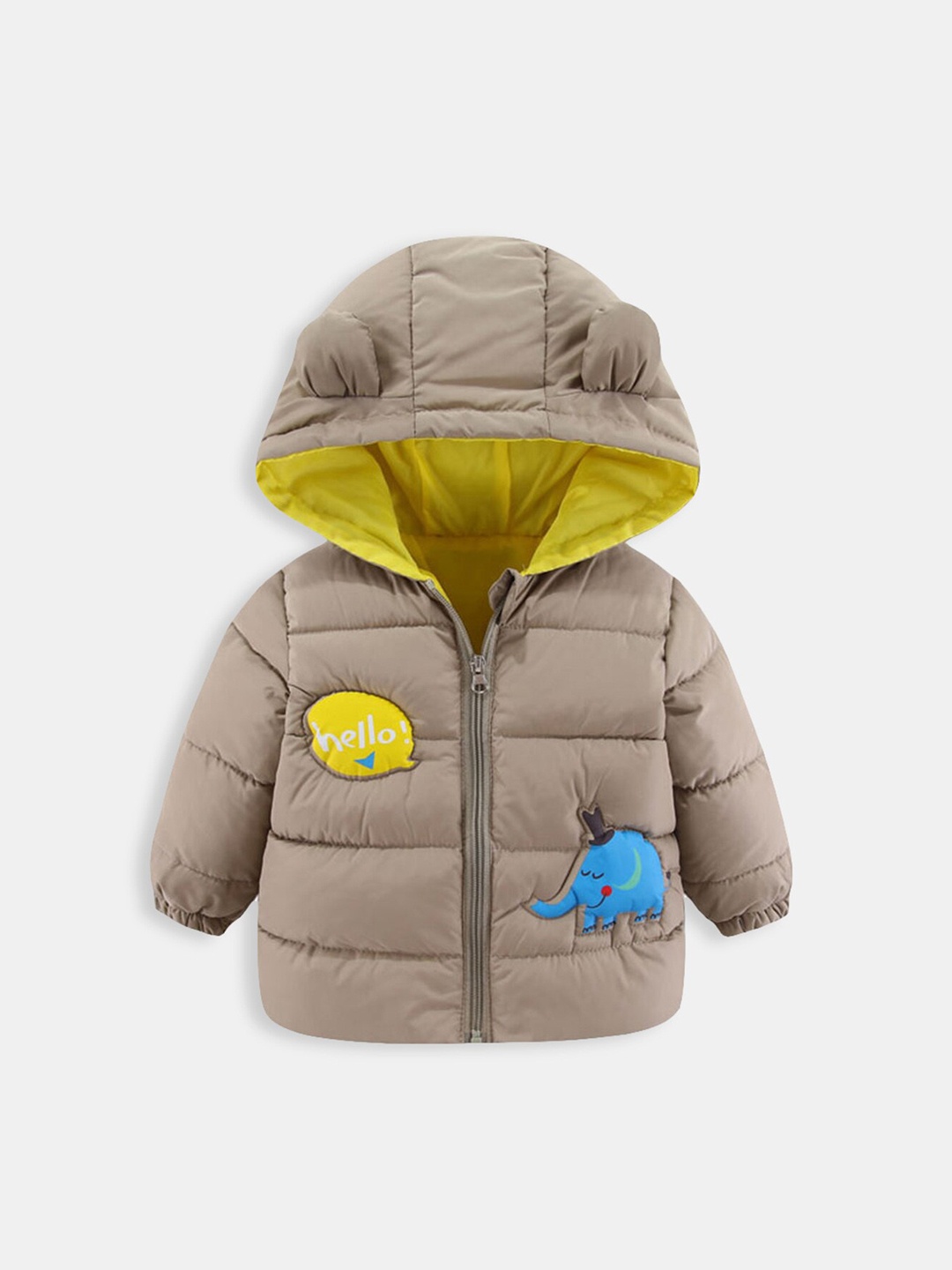 Hopscotch Boys Brown Applique Puffer Jacket