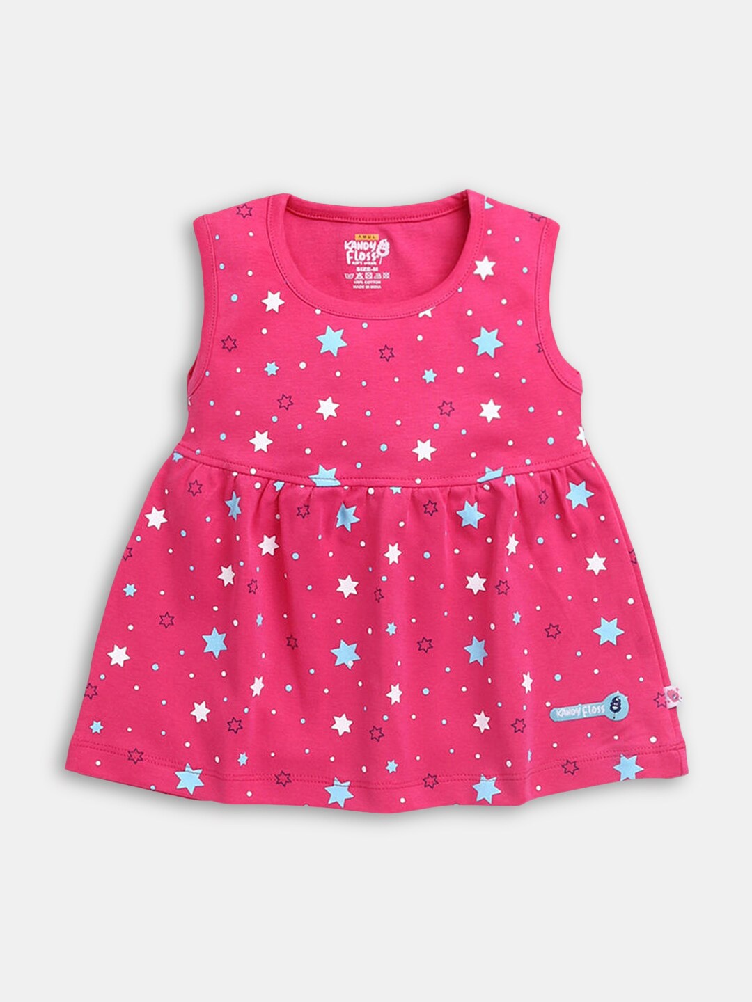 Hopscotch Girls Pink All-Over Printed Sleeveless Casual Dress