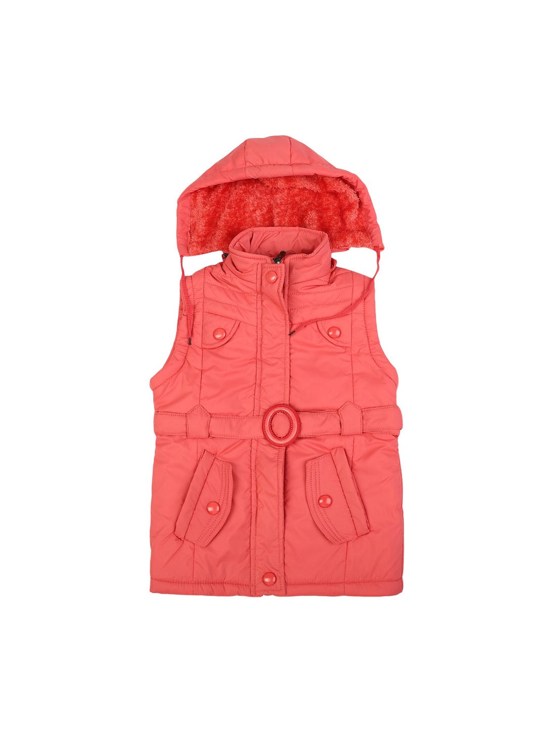 V-Mart Girls Coral Lightweight Longline Padded Jacket