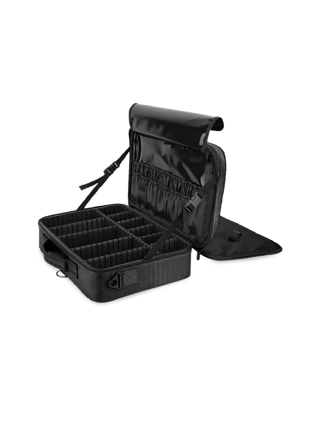 LAFILLETTE Black Two Layered Cosmetic Organizer Bag