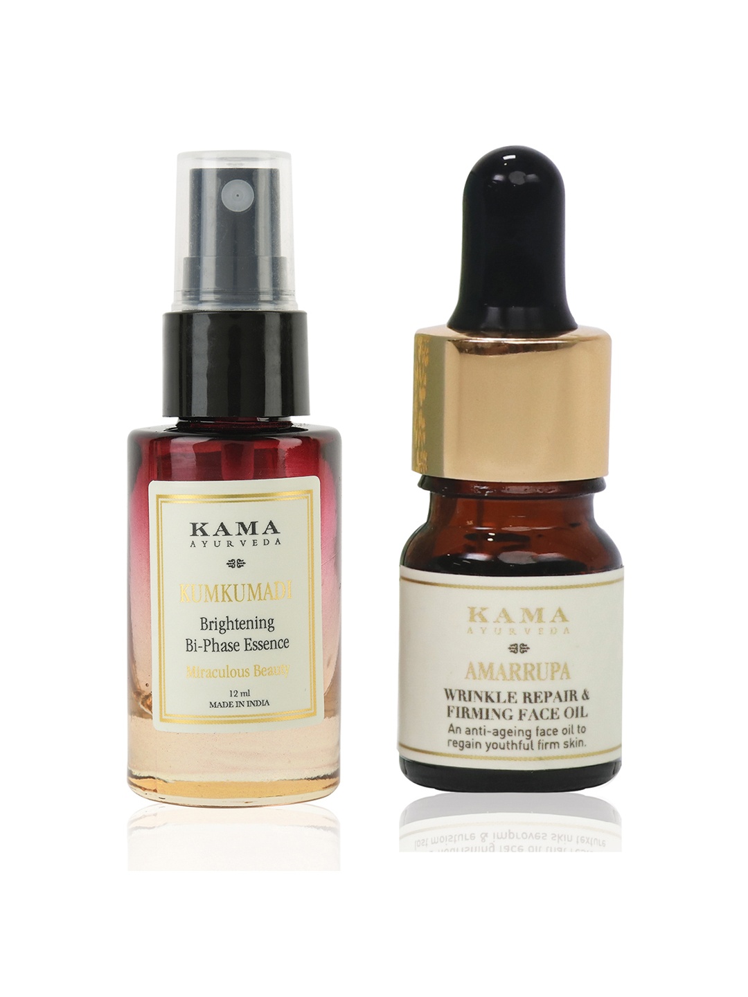 KAMA AYURVEDA Set of Kumkumadi Brightening Bi-Phase Serum 12ml & Amarrupa Facial Oil 3ml, Brown
KAMA AYURVEDA Set of Kumkumadi Brightening Bi-Phase Serum 12ml & Amarrupa Facial Oil 3ml, Brown