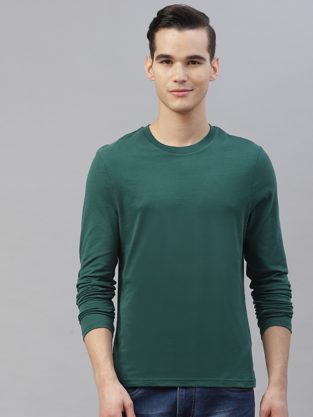 Marks & Spencer Men Pure Cotton Solid T-shirt, Green