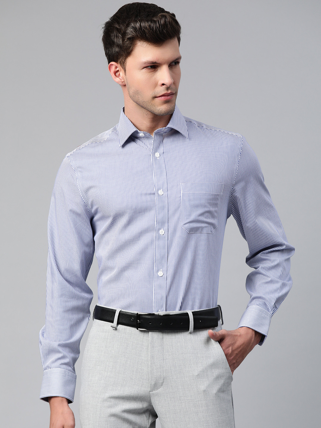 Marks & Spencer Men Pure Cotton Striped Formal Shirt, White 
Marks & Spencer Men Pure Cotton Striped Formal Shirt, White