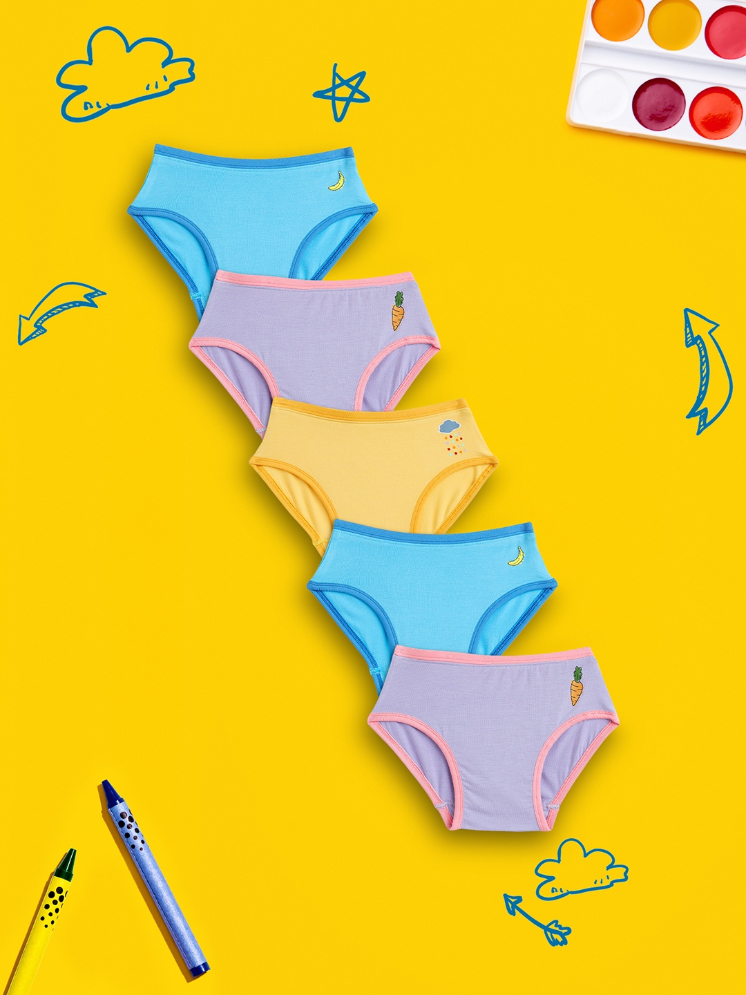 XY Life Kids Girls Pack Of 5 Scribbles Intellisoft Tencel Modal Hipster Briefs, Blue
XY Life Kids Girls Pack Of 5 Scribbles Intellisoft Tencel Modal Hipster Briefs, Blue