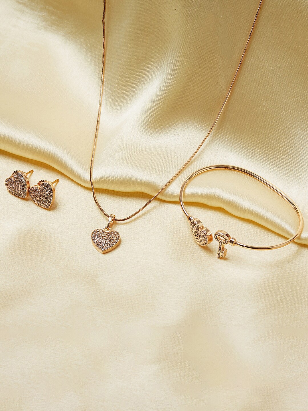 Voylla Women Rose Gold & White Brass Rose Gold-Plated Jewellery Set