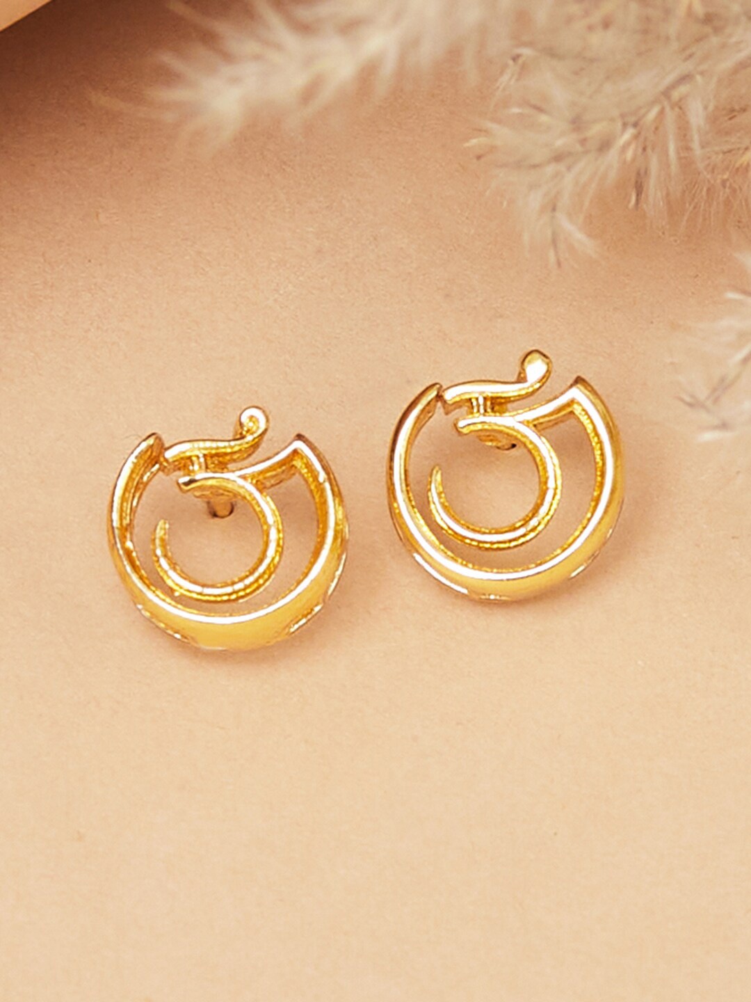 Voylla Gold-Plated Circular Studs Earrings