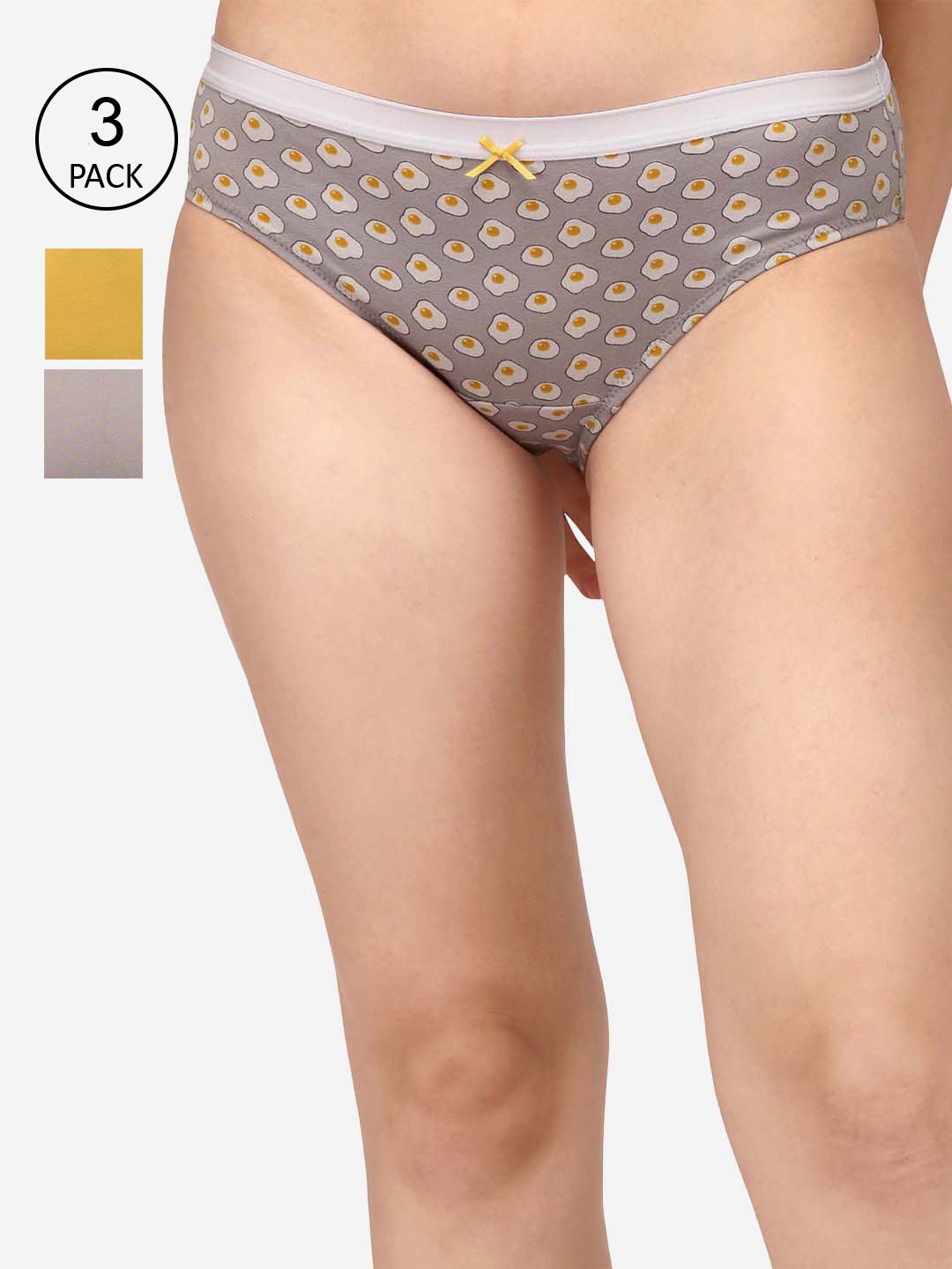 Soie High Rise Full Coverage Solid and Printed Cotton Stretch Hipster Panty (Pack of 3), Grey
Soie High Rise Full Coverage Solid and Printed Cotton Stretch Hipster Panty (Pack of 3), Grey