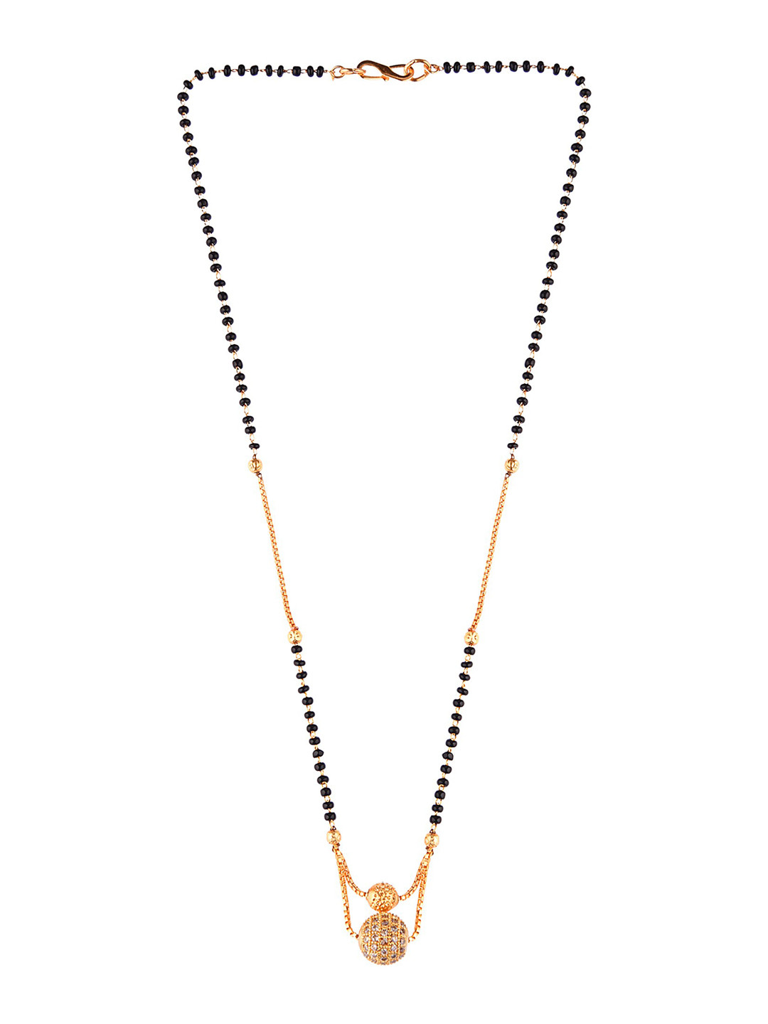 FEMMIBELLA Gold-Plated & Black Beaded Cubic Zirconia Stone-Studded Mangalsutra
FEMMIBELLA Gold-Plated & Black Beaded Cubic Zirconia Stone-Studded Mangalsutra