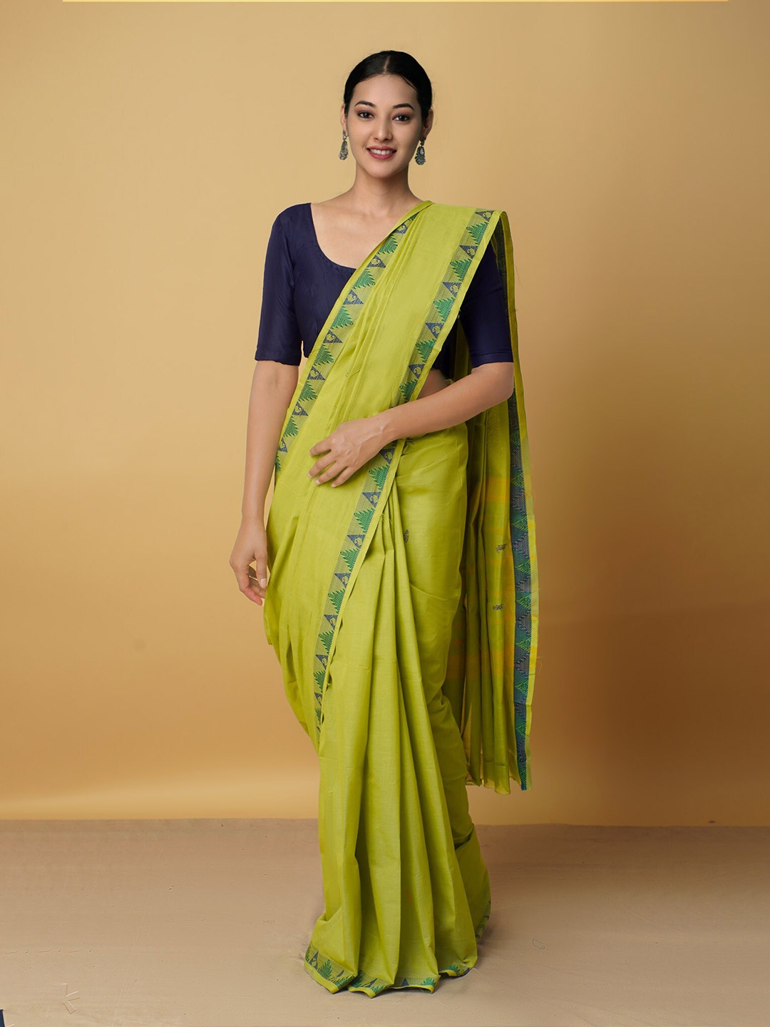 Unnati Silks Green Woven Design Pure Cotton Venkatgiri Saree