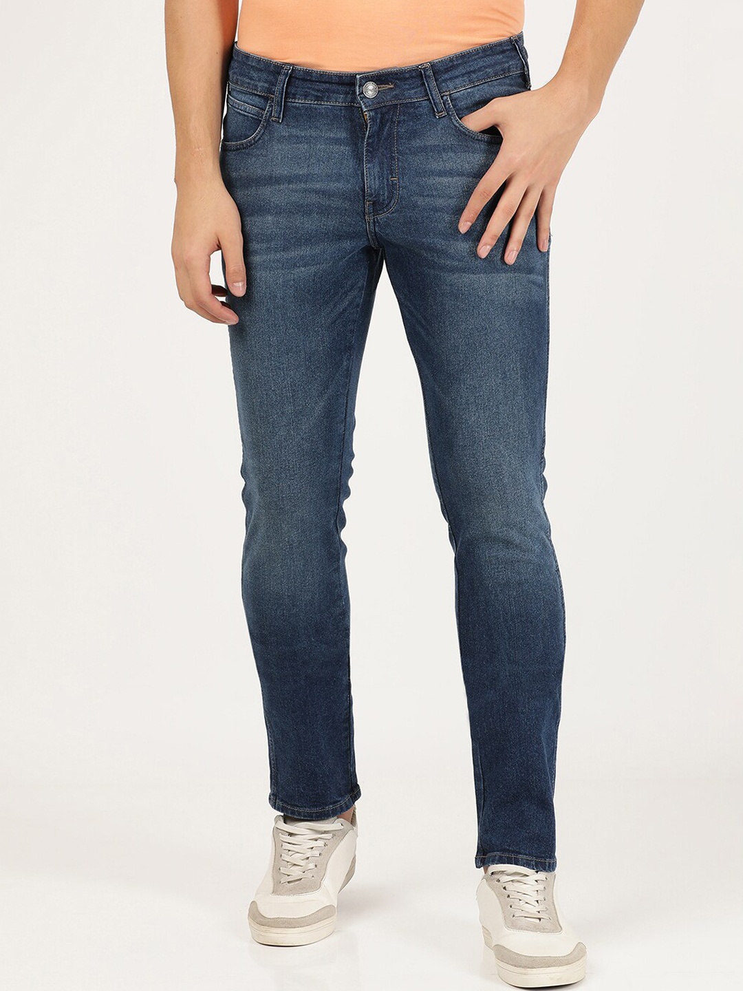 Wrangler Men Blue Skanders Slim Fit Low-Rise Light Fade Stretchable Jeans