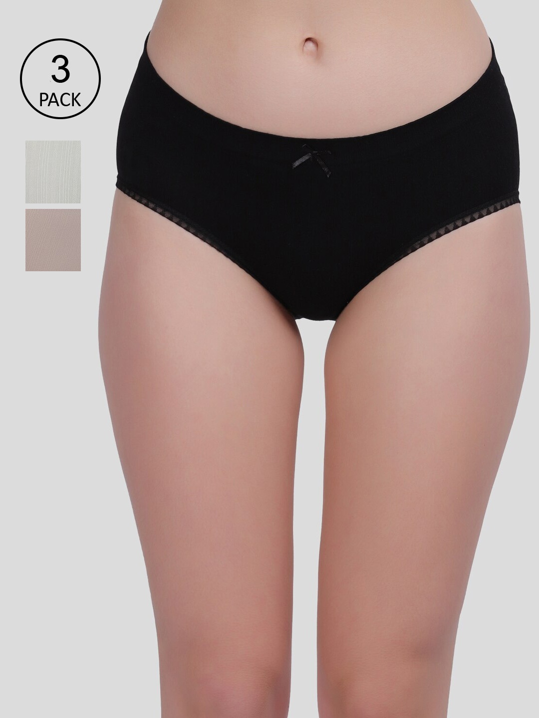 Amour Secret Women Pack Of 3 Solid Hipster Briefs, Nude