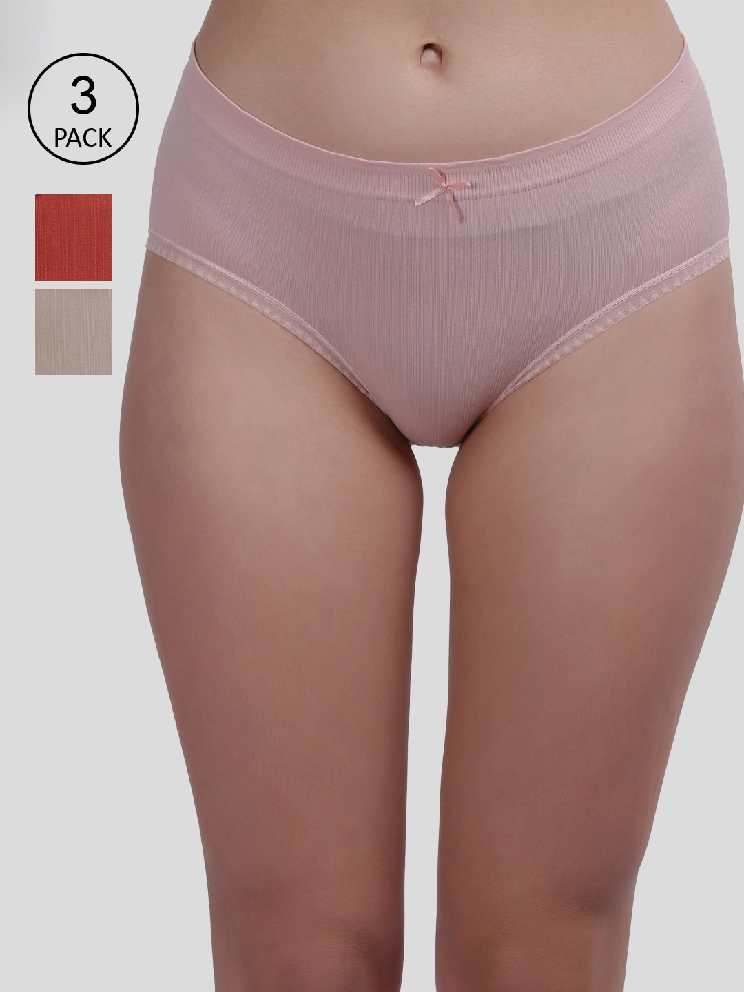 Amour Secret Women Pack of 3 Solid Hipster Briefs, Red
