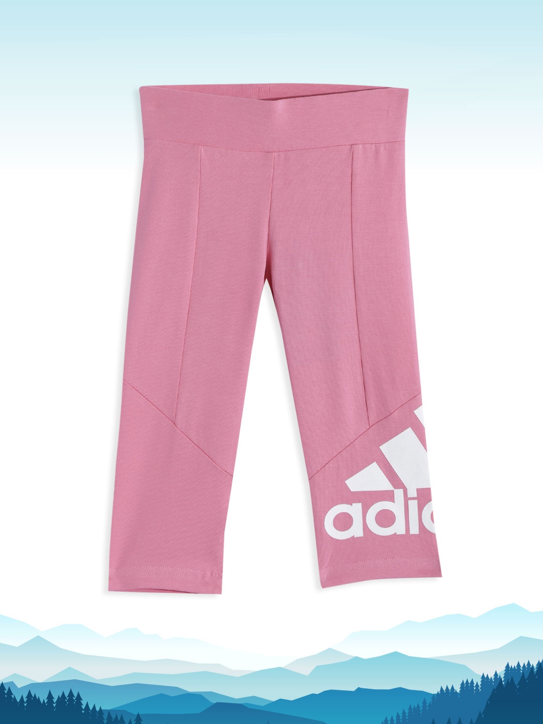 ADIDAS Girls Pink & White Solid Brand Logo Print Detail BL 34 Tights