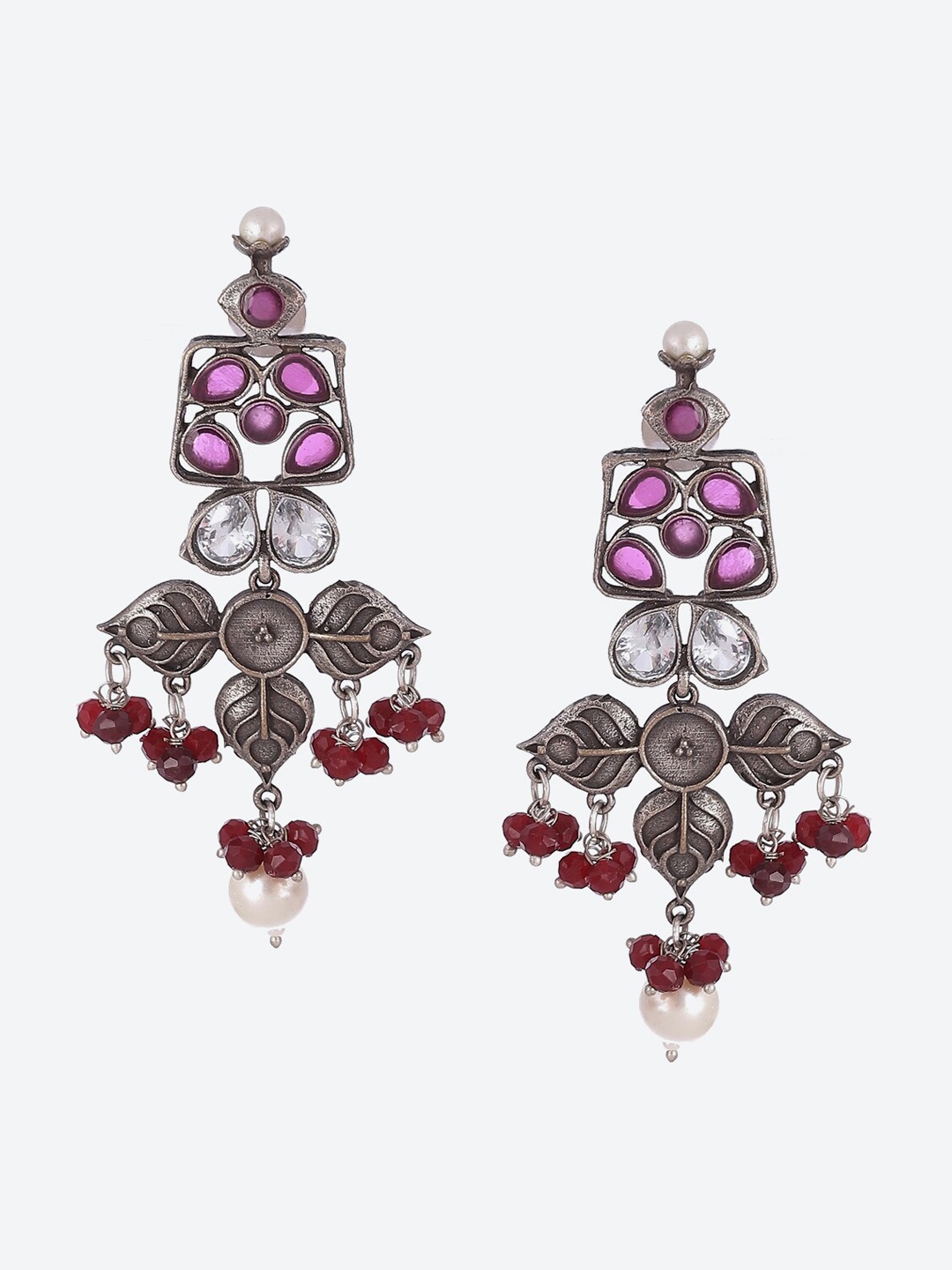 Rangriti Maroon Contemporary Jhumkas Earrings