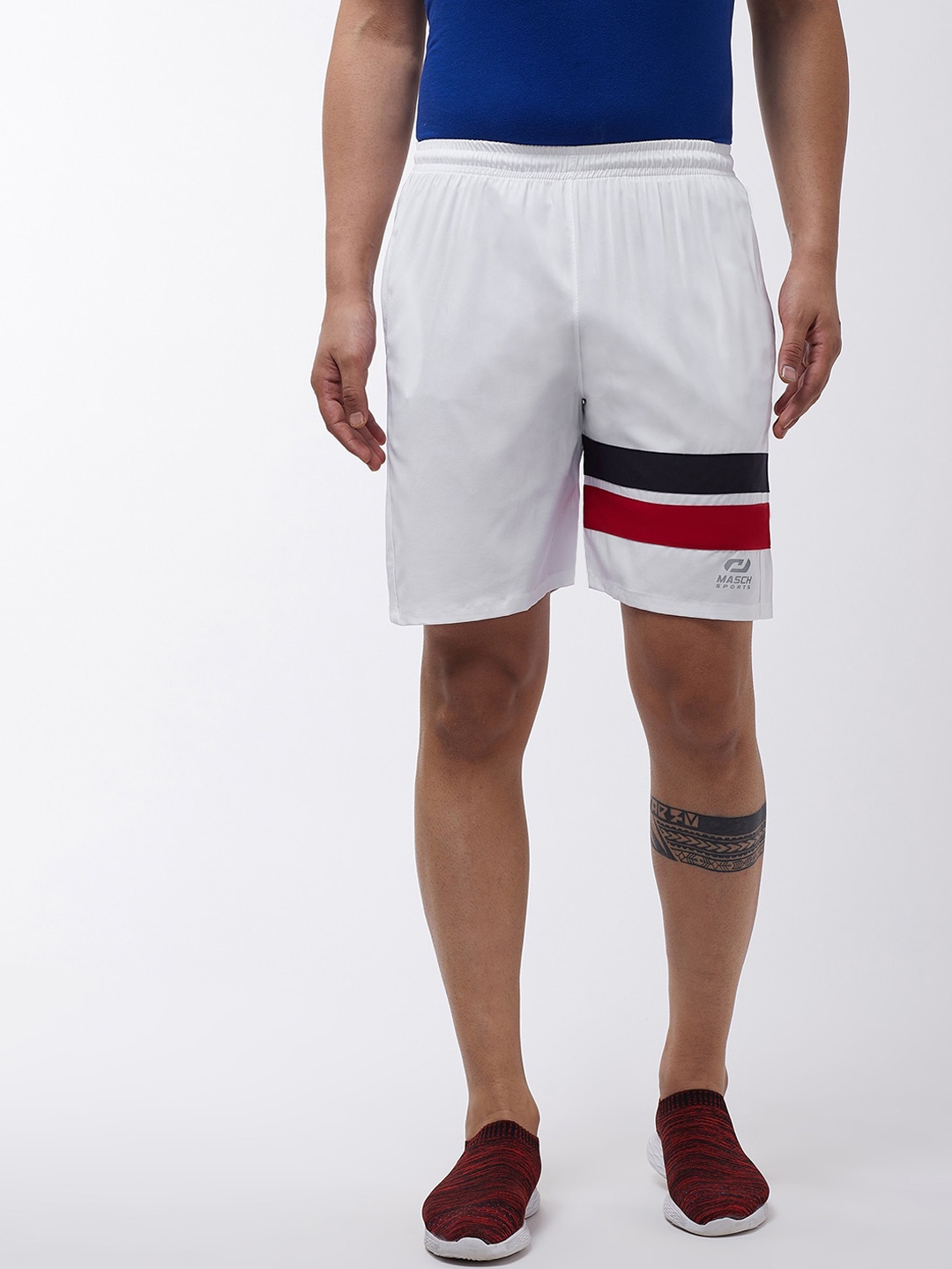 Masch Sports Men White Training or Gym Shorts