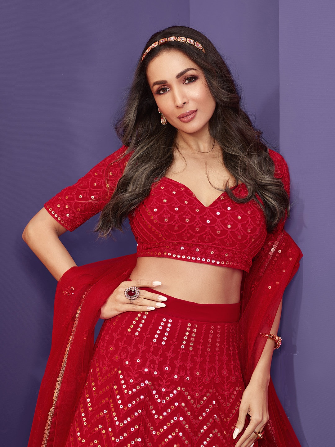 Inddus Red Embroidered Sequinned Semi-Stitched Lehenga & Unstitched Blouse With Dupatta
Inddus Red Embroidered Sequinned Semi-Stitched Lehenga & Unstitched Blouse With Dupatta