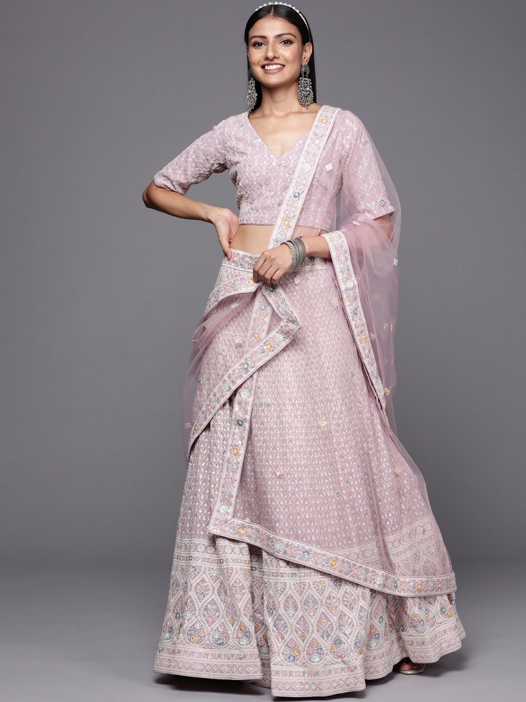 Inddus Lavender & White Embroidered Sequinned Semi-Stitched Lehenga & Unstitched Blouse With Dupatta
Inddus Lavender & White Embroidered Sequinned Semi-Stitched Lehenga & Unstitched Blouse With Dupatta
