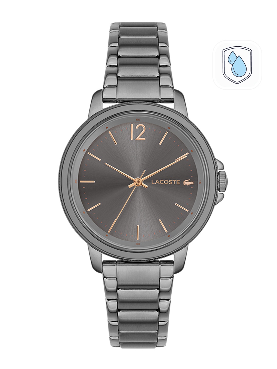 Lacoste Women Grey Brass Dial & Grey Stainless Steel Bracelet Style Straps Analogue Watch
Lacoste Women Grey Brass Dial & Grey Stainless Steel Bracelet Style Straps Analogue Watch