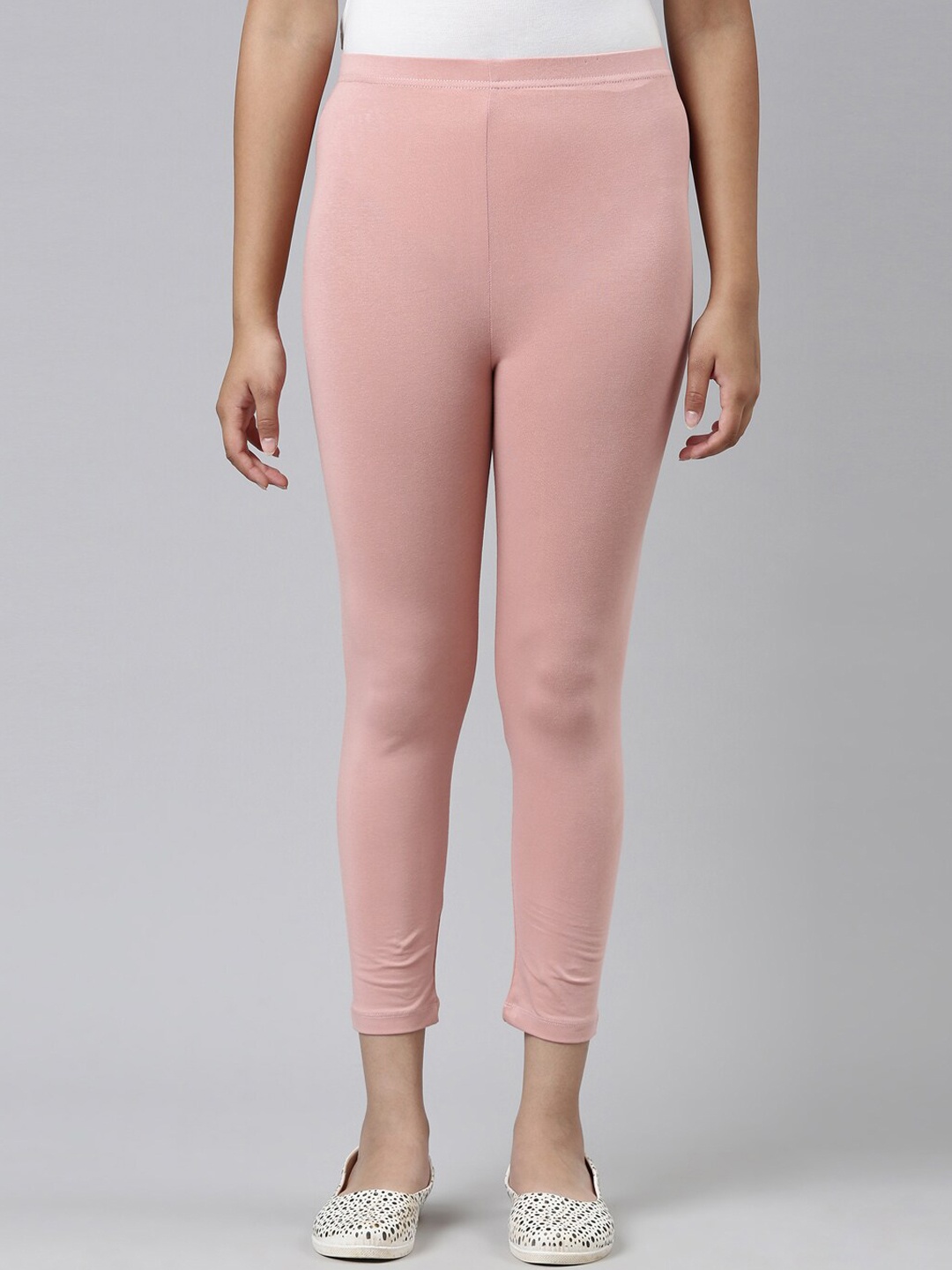 Go Colors Girls Pink Solid 3/4th Leggings
