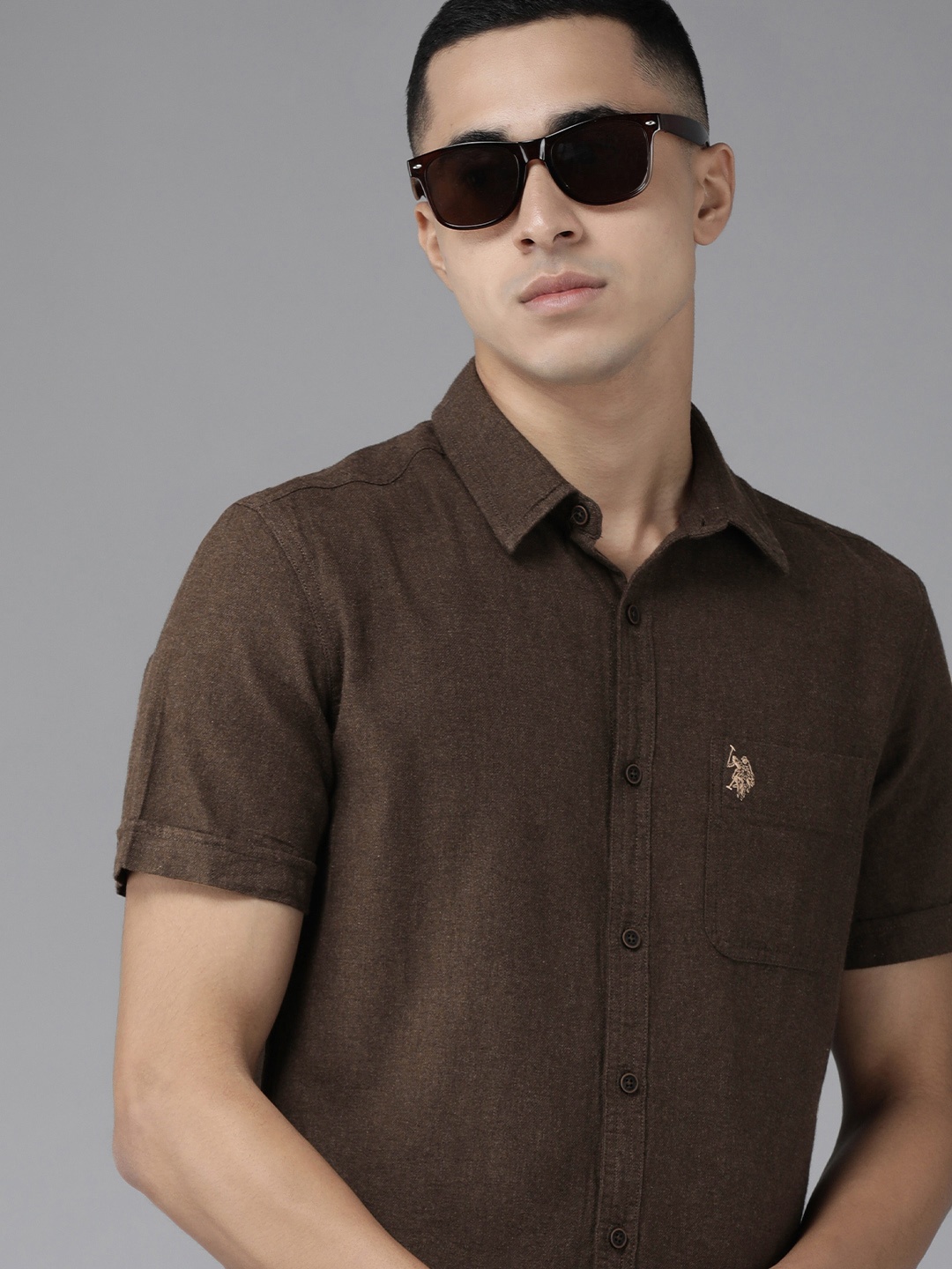 U S Polo Assn Denim Co Men Brown Solid Pure Cotton Slim Fit Casual Shirt
U S Polo Assn Denim Co Men Brown Solid Pure Cotton Slim Fit Casual Shirt