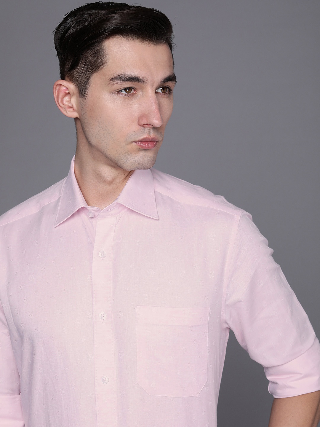 Louis Philippe Men Pink Classic Micro Ditsy Opaque Self Design Pure Cotton Formal Shirt
Louis Philippe Men Pink Classic Micro Ditsy Opaque Self Design Pure Cotton Formal Shirt