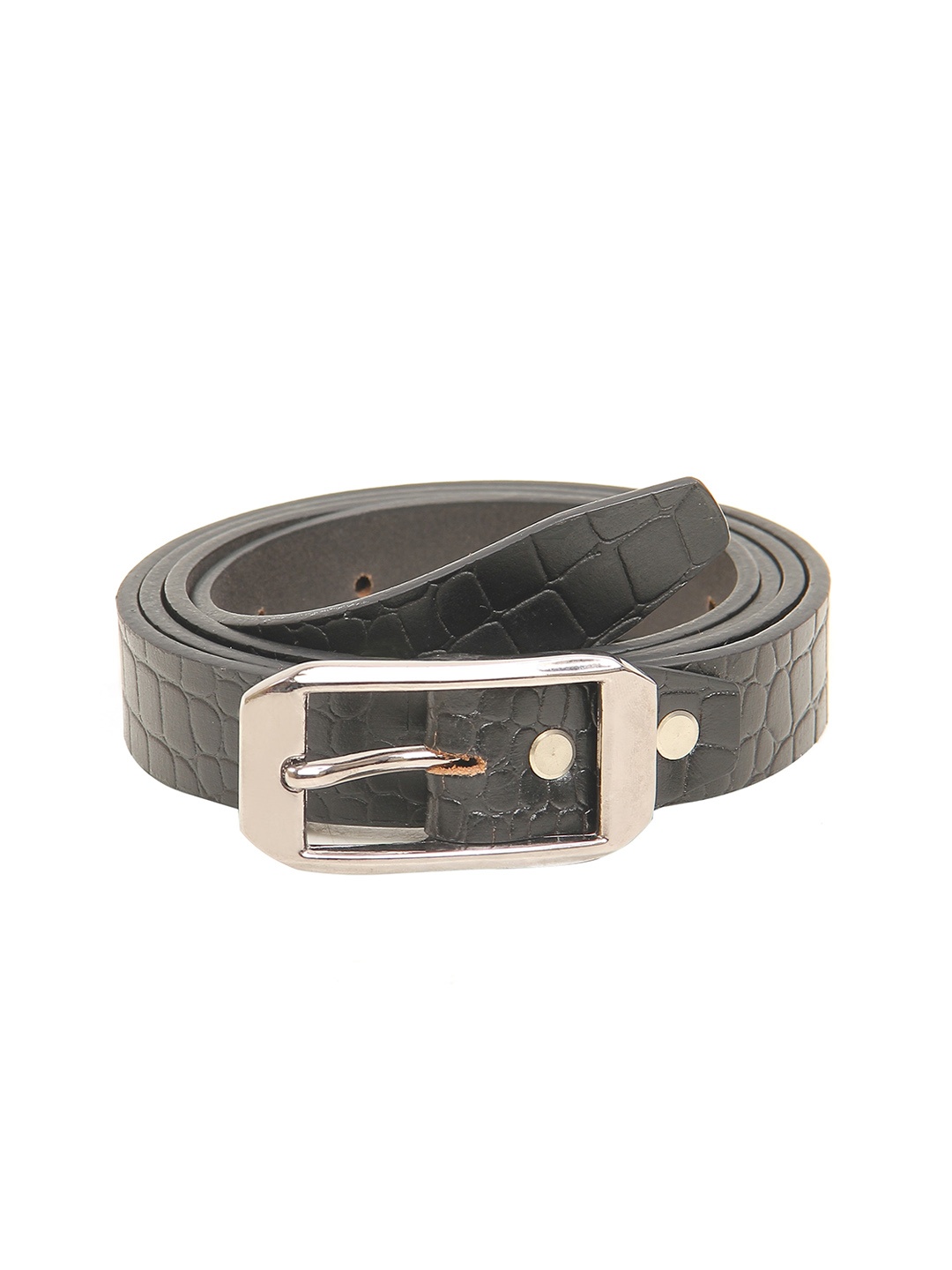 Calvadoss Women Black Textured Leather Belt