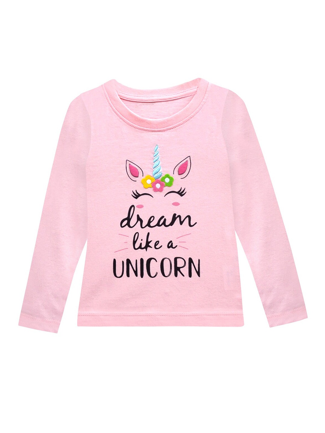 A T U N Girls Pink Printed T-shirt
