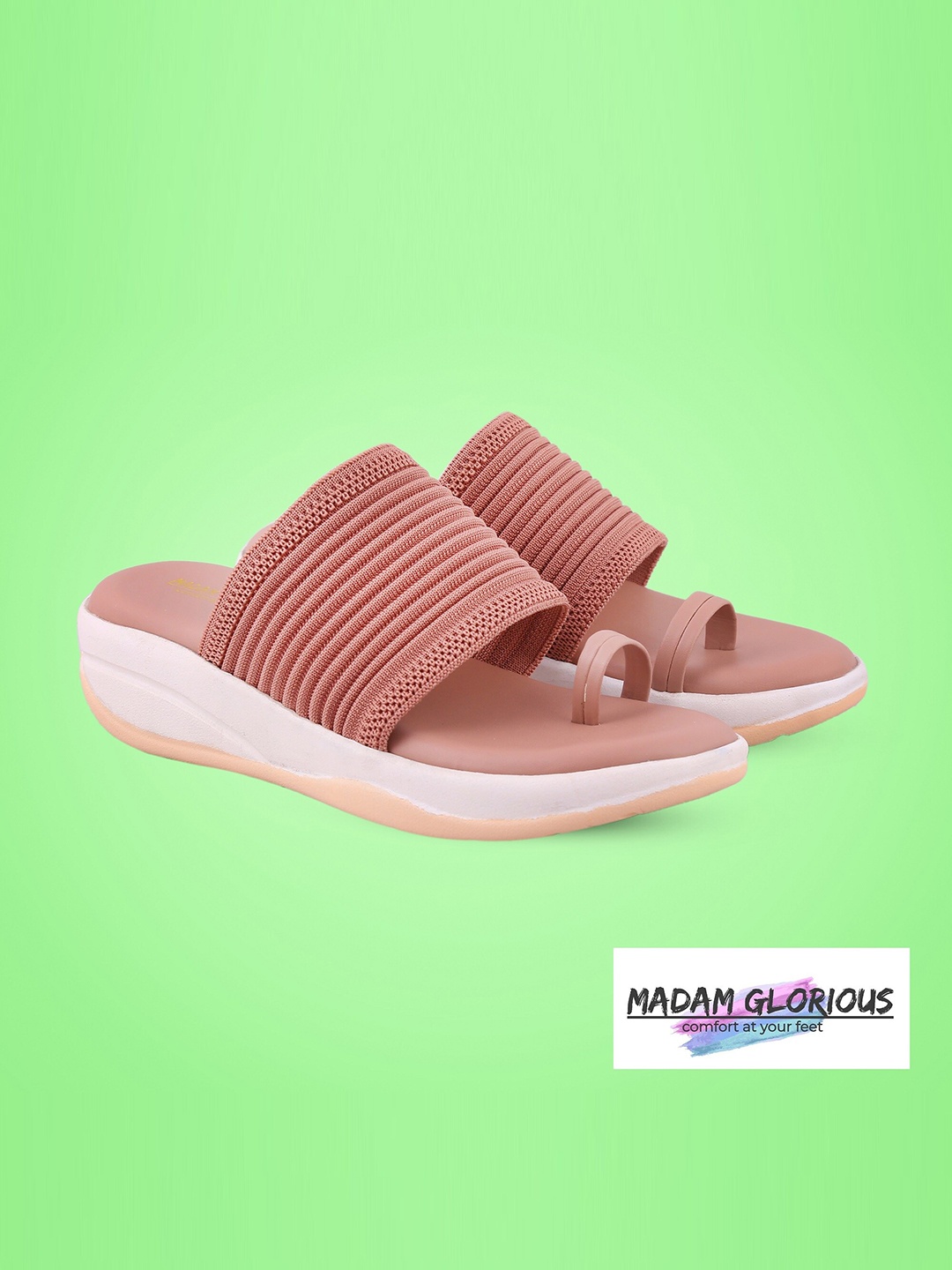 madam glorious Peach-Coloured Wedge Sandals