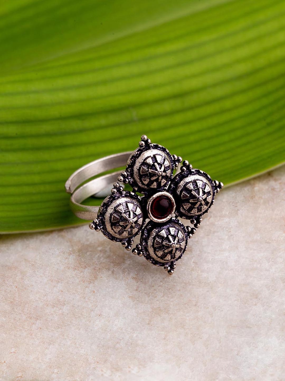 Dare by Voylla Silver-Plated Red Stone Studded Abhira Rangoli Inspired Statement Ring
Dare by Voylla Silver-Plated Red Stone Studded Abhira Rangoli Inspired Statement Ring